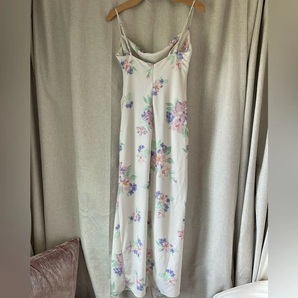 Zara Cream Floral Midi Dress - Picture 4 of 5